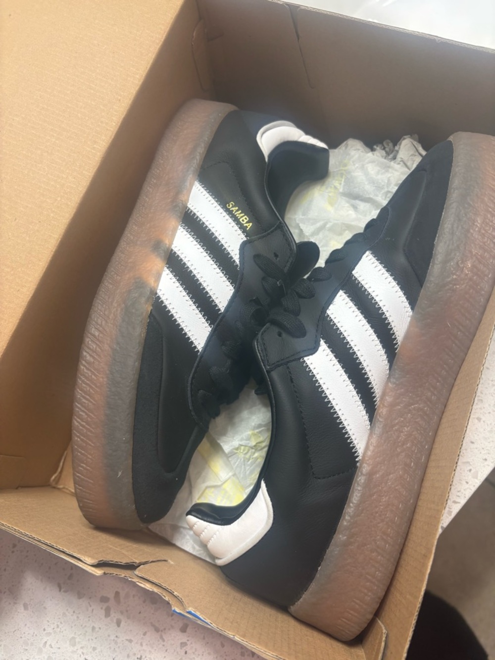 adidas Samba Sneakers Black White with Gum Sole